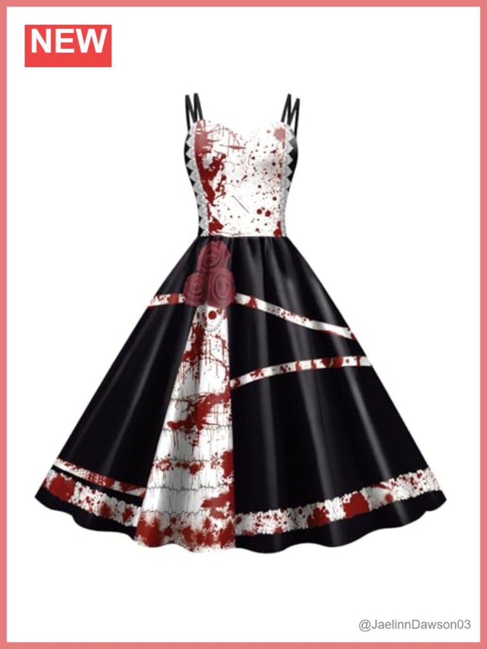 Bloody Bride Gothic Halloween Costume Dress Zombie Print Outfit